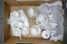 A mixed collection of items to include jewelled Minton Cups & Saucers(one with hairline) , Atlas