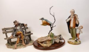 A mixed collection of items to include Sheraton Resin Figure of Kingfisher & Two Italian Style Tramp