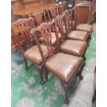 Set of 6 Mahogany Dining chairs together with 2 matching Carvers all standing on ball and claw feet