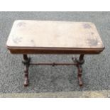 19th Century Ornate Mahogany Card Table (a/f), height 68cm, length 92cm & width 45cm