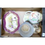 A mixed collection of items to include Staffordshire type large jug, Large Hand Painted Platter,