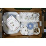 A mixed collection of items to include Wedgwood Jasperware, Wedgwood Sarah patterned pin dish,