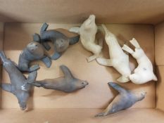 A collection of Wade Ceramic Northlight Figures of Seals, tallest 7cm. These were removed from the