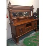 Goodall Lamb and Heighway Large Early 20th Century Oak Mirror back sideboard (192cm W, 205cm H)