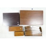 A collection of Wooden Cutlery & similar boxes, oak desk tidy etc (5)