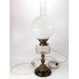 Converted Brass Oil Lamp, height 62cm