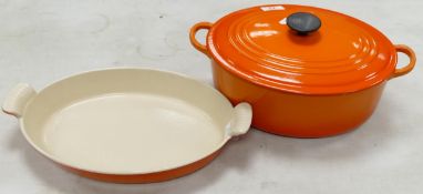 Le Creuset Large Oval Stock Pot size F & French Made Roasting Dish(2)