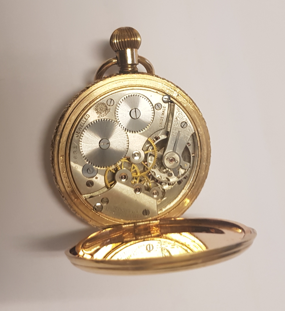 Thomas Russell & Son Tempus Fugit Pocket Watch in gold plated Illinois Watch Case Co case.