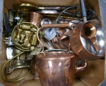A mixed Collection of Copper & Brass Ware to include Mid Century Swiss Fondue Set, Large Copper