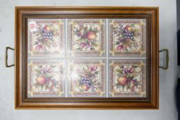 Six Tile Floral decorated Dinner tray