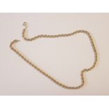 A 9ct yellow gold rope twist necklace, 16 inches in length, 5.7g.