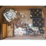 A mixed collection of items to include coin sets, decimal and pre-decimal coinage, UK bank notes,