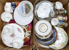 A mixed collection of items to include Decorative wall plates, Abbey Imari Style Boxed Plate,
