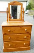 Modern Pine 3 Drawer Dressing Table with Mirror, width 76cm, height 131cm(inc mirror) & depth 46cm