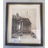 Leonard Brewer 'The Manchester Royal Exchange', early 20th century etching, signed and titled in