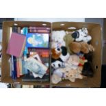 A mixed collection of items to include cuddly toys, vintage hard back Books etc (2 trays)