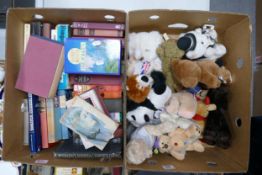 A mixed collection of items to include cuddly toys, vintage hard back Books etc (2 trays)