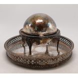 Silver Plated Galleried Drinks Tray & dome topped salt salver (2)