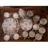 Royal Albert 'Petit Point China' pattern teaware, 12 trios, milk and sugar and two cake plates. (1