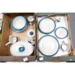 A collection of Wedgwood Pacific Blue Patterned Oven to Table ware including tureen, flan dishes,