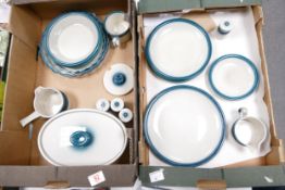 A collection of Wedgwood Pacific Blue Patterned Oven to Table ware including tureen, flan dishes,