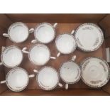 Wedgwood Kutani Crane pattern, 8 Soup Coup and Saucers. (1 Tray)