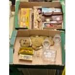 A mixed collection of collectable items to include two boxed Pelham puppets, vintage teddy bear,