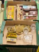 A mixed collection of collectable items to include two boxed Pelham puppets, vintage teddy bear,