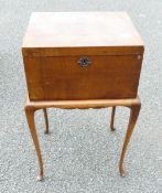 1920's Burr Walnut Sewing Table on Queen Anne Supports