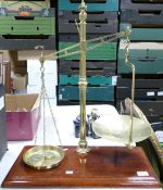Large 19th century Brass Apothecary Scales & Weights, height 66cm