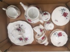Royal Albert 'Sweet Romance' pattern teaset, to include 6 trios, teapot, milk and suagr and cake