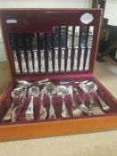 Mahogany cased canteen of silver plated cutlery made by Cooper Ludlam.