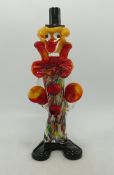 Mid Century Glass Clown Playing Cymbals, height 32cm