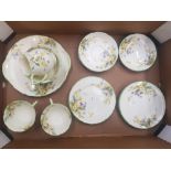 Royal Doulton 'April' V2000 pattern teaware to include 6 side plates, 5 saucers, 2 teacups, milk and