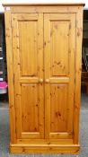 Modern Pine 2 Door Wardrobe, height 170cm, length 73cm & depth 58cm