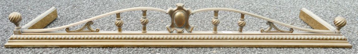 Ornate Brass Fire Fender, length 133cm