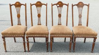 Four Upholstered Edwardian Inlaid Dining Chairs(4)