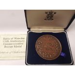 Royal Mint Battle of Waterloo 175th Anniversary commemorative bronze medal, in original case of