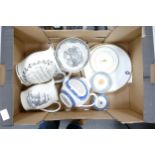 A collection of Wedgwood Commemorative items to include London Jug, Old Ironside Jug, Wesley Teapot,