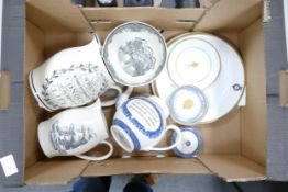 A collection of Wedgwood Commemorative items to include London Jug, Old Ironside Jug, Wesley Teapot,