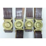 A collection of 4 Vintage Boys Brigade leather belts.