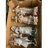 Two Pairs of Bisque Porcelain figure along with one similar figure. 14cm height of tallest (1 Tray)