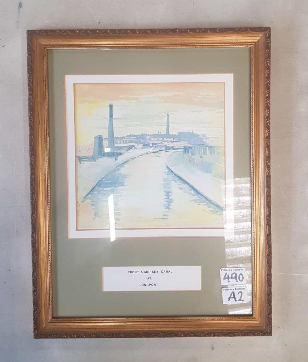 Local interest watercolour painting by D. Leese of 'Trent & Mersey Canal' at Longport, dated 1976, - Image 2 of 2