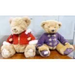 Large Harrods Teddy Bears, years 2007 & 2000, height seated 35cm(2)