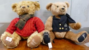 Large Harrods Teddy Bears, years 2005 & Millennium , height seated 35cm(2)