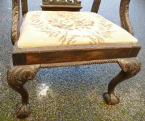 Antique Chippendale style carved walnut armchair - treated woodworm noted.