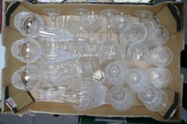A collection of crystal Wine, Whisky , Champagne glass ware & similar decanters