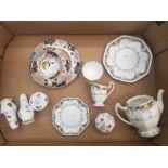 Royal Doulton H3838 pattern teaware, small teapot, milk and sugar and 2 small plates together with