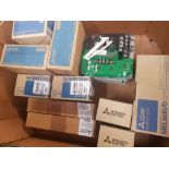 Ten boxes of Mitsubishi various electrical items/components.