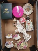 A mixed collection of ceramic items including a boxed Mason's mug, Royal Albert mug in gift tin,